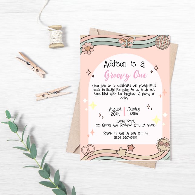 Einladung eines Geburtstags zur Groovy-Familie (Von Creator hochgeladen)