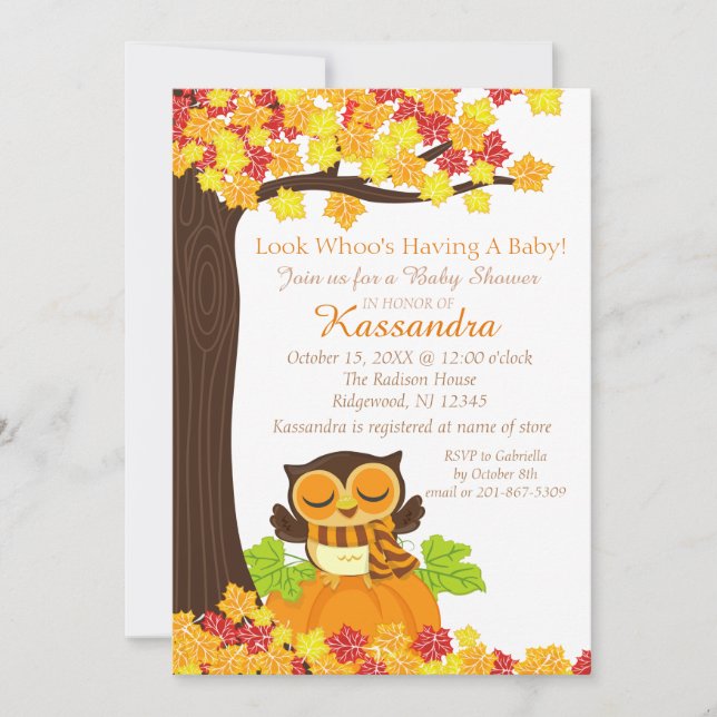 Einladung eines Kürbiskinderduschers (Vorderseite)