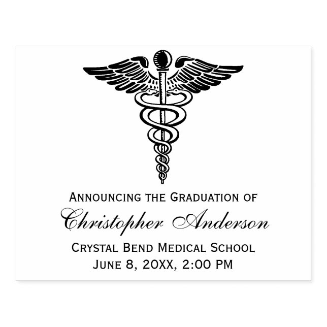 Einladung eines medizinischen Graduate Caduceus Sy Gummistempel (Prägung)
