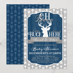 Einladung eines Navy Blue Gray Tribal Deer Baby Sh
