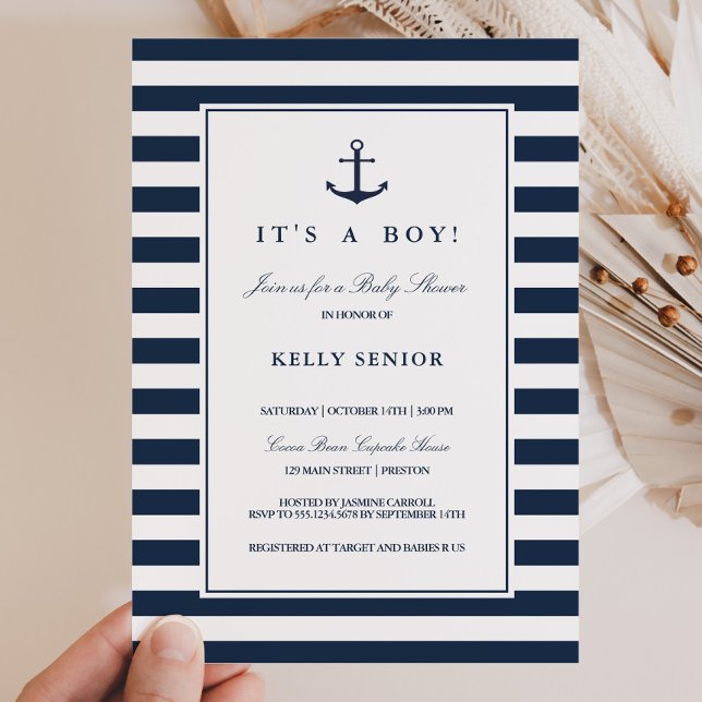 Einladung eines Navy Nautical Baby Shower Baby Boy (Von Creator hochgeladen)