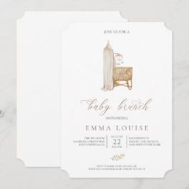 Einladung eines neutralen Boho Babybrunch