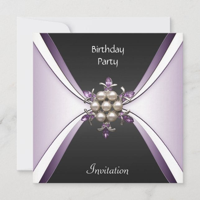 Einladung Elegant Geburtstag Mauve Black Jewel (Vorderseite)