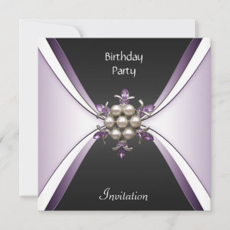 Einladung Elegant Geburtstag Mauve Black Jewel