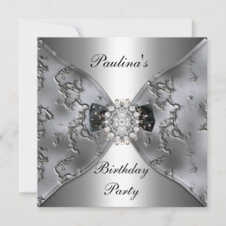 Einladung Elegant Geburtstag Silver Jewel Diamond