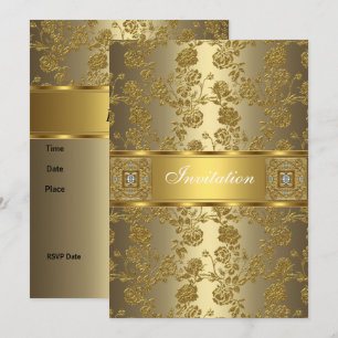 Einladung Elegant Klassisch Gold Bronze Floral