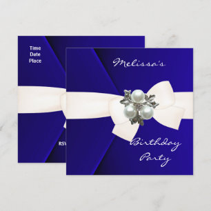 Einladung Elegant Royal Blue Velvet Pearl