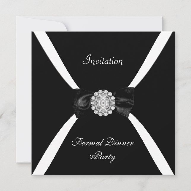 Einladung Elegante Elegante Schwarz-weiße Bow Kraw (Vorderseite)