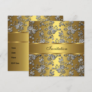 Einladung Elegante Klasse Gold Embossed Blumen