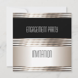 Einladung Engagement Partei Art Deco Creme Schwarz
