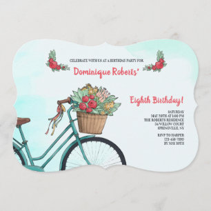 Einladung Fahrrad mit Blumen