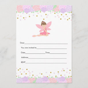 Einladung Feen rosa Gold ausfüllen