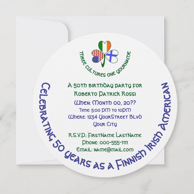 Einladung finnisch-amerikanisches Kleeblatt (Vorderseite)