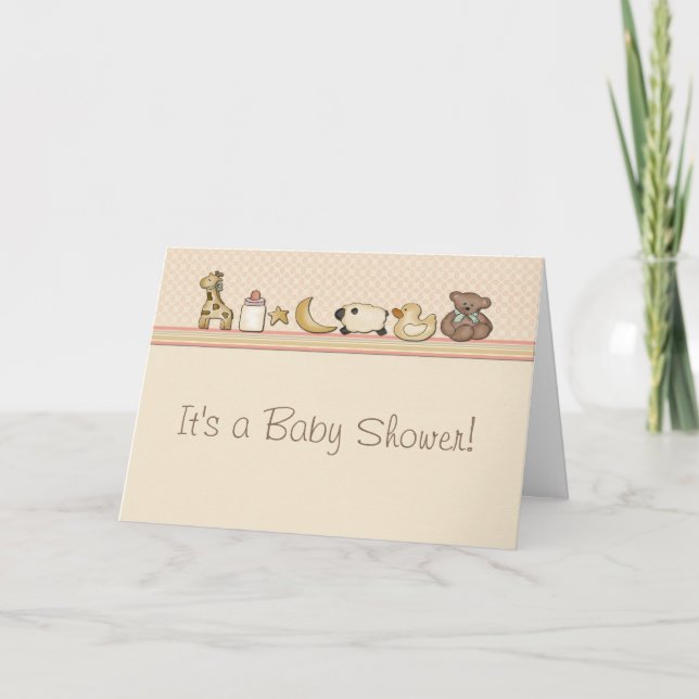 Einladung für Baby-Dusche an der Tiergrenze (Vorderseite)