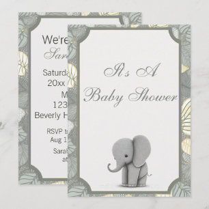 Einladung für Baby Elephant Non Gender Baby Dusche