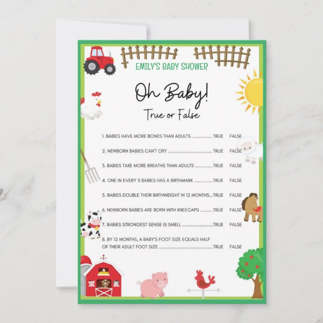 Einladung für Baby Shower-Dusche für Landtiere (Vorderseite)