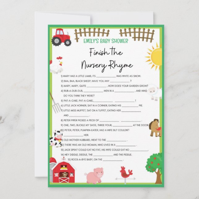 Einladung für Baby Shower-Dusche für Landtiere (Vorderseite)