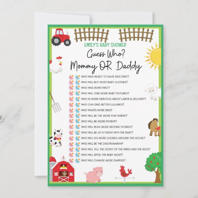 Einladung für Baby Shower-Dusche für Landtiere (Vorderseite)
