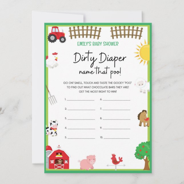 Einladung für Baby Shower-Dusche für Landtiere (Vorderseite)