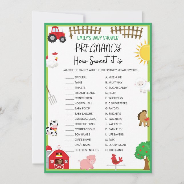 Einladung für Baby Shower-Dusche für Landtiere (Vorderseite)