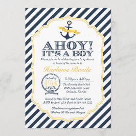 Einladung für Babydusche aus Nautical Stripe