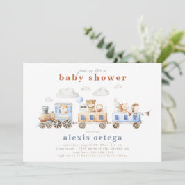 Einladung für Babydusche von Zugtieren | Zug
