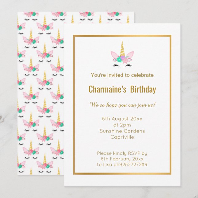 EINLADUNG FÜR DIE KLEINSTEUERUNG VON UNICORN RAINB (Vorne/Hinten)