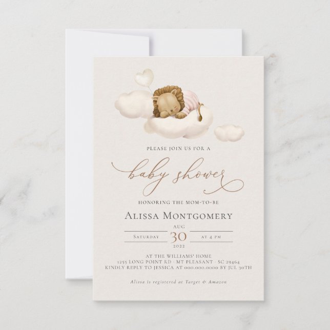 Einladung für eine Babydusche von Lion (Vorderseite)