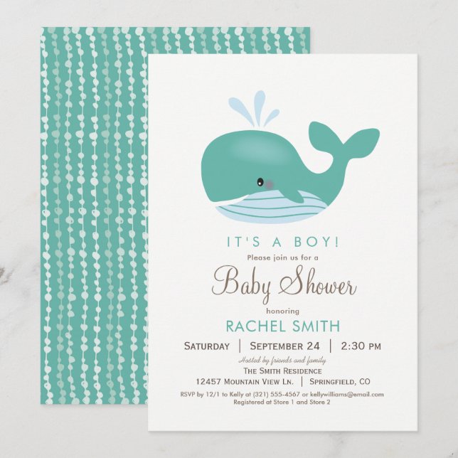 Einladung für eine Whale-Babydusche (Vorne/Hinten)