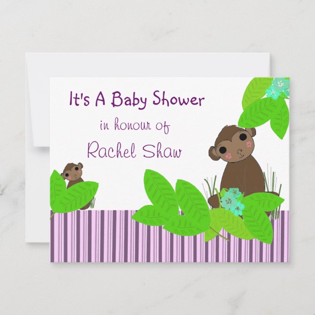 Einladung für kleine Affen-Babydusche (Vorderseite)