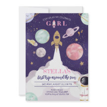 Einladung für Mädchen auf dem Raketenschiff Galaxy