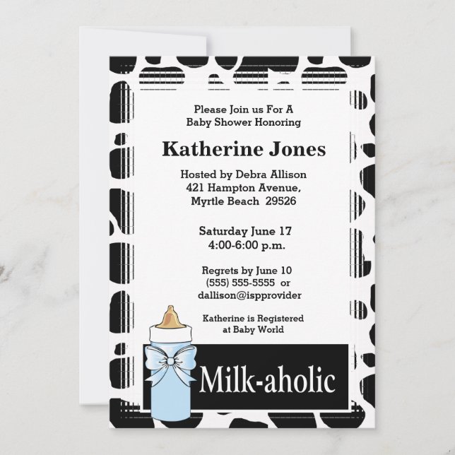 Einladung für Milkaholic Baby Boy Shower (Vorderseite)