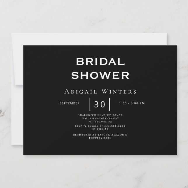 Einladung für Sleek & Contemporary B/W Bridal Show (Vorderseite)