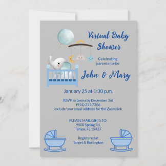 Einladung für Virtual Baby Shower Boy