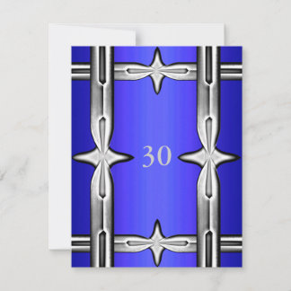 Einladung Geburtstag Cobalt Blue & Silver