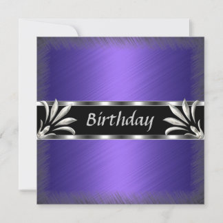 Einladung Geburtstag Lila Silver Floral