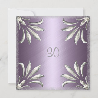 Einladung Geburtstags-Mauve mit Silberblume