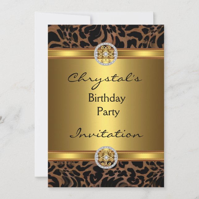 Einladung Geburtstagsparty Wild Animal Gold Jewel (Vorderseite)