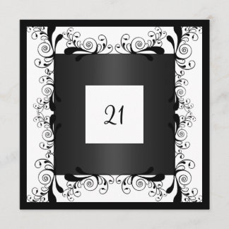 Einladung Glamour White Black Floral
