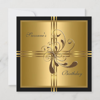 Einladung Gold Blume Abstrakt