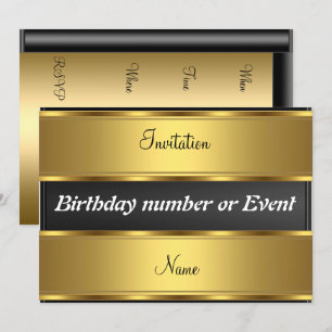 Einladung Gold und Black Birthday Party