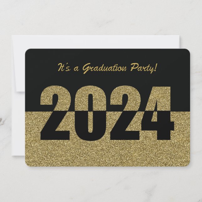 Einladung Graduation Party, 2024, Gold Glitzer (Vorderseite)