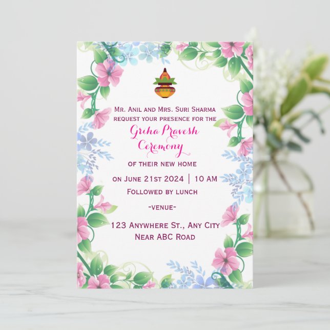 Einladung Grihapravesh (Stehend Vorderseite)
