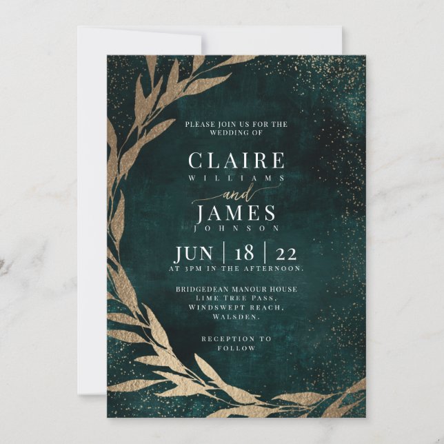 Einladung GRÜNE UND GOLD (Vorderseite)