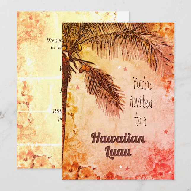Einladung Hawaiian Luau (Vorne/Hinten)