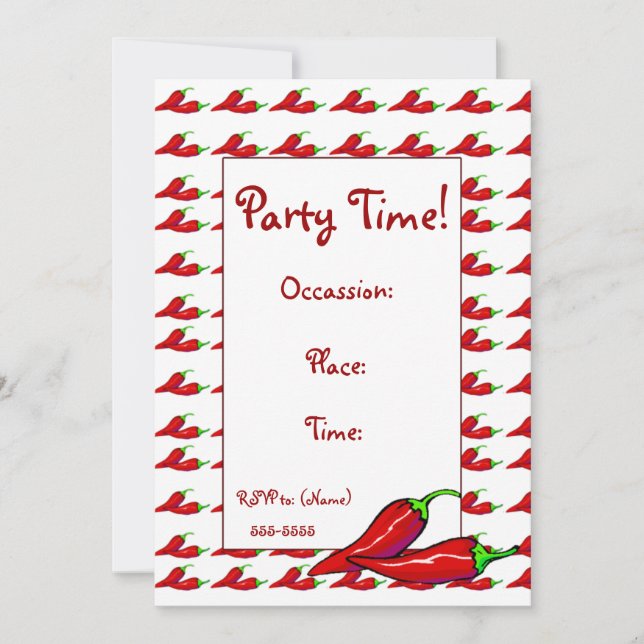 Einladung - heiße Chili-Paprikaschoten (Vorderseite)