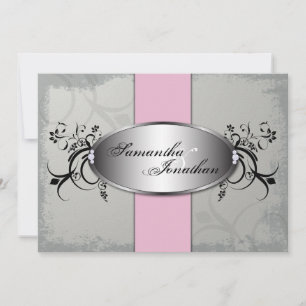 Einladung Hochzeit Elegant Graurosa Age Floral