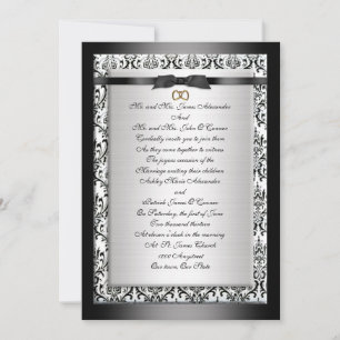 Einladung Hochzeit elegant Schwarz-weiß