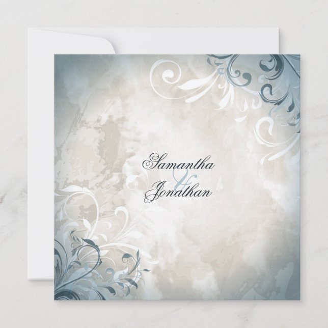 Einladung Hochzeit Elegante Vintage Foliage & Swir (Vorderseite)