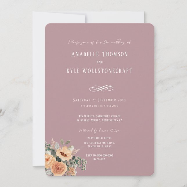 Einladung Hochzeit - Elegantes Blumenrot in Rosa (Vorderseite)